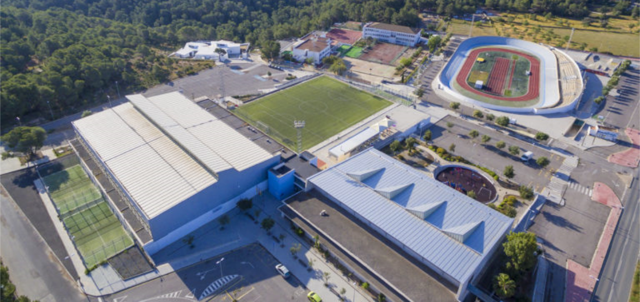 Vista aérea del complejo deportivo de Can Coix